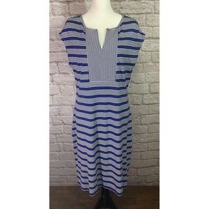 ISAAC MIZRAHI LIVE! Dress Womens SZ S Blue White Stripe Knit Soft Stretchy 8742